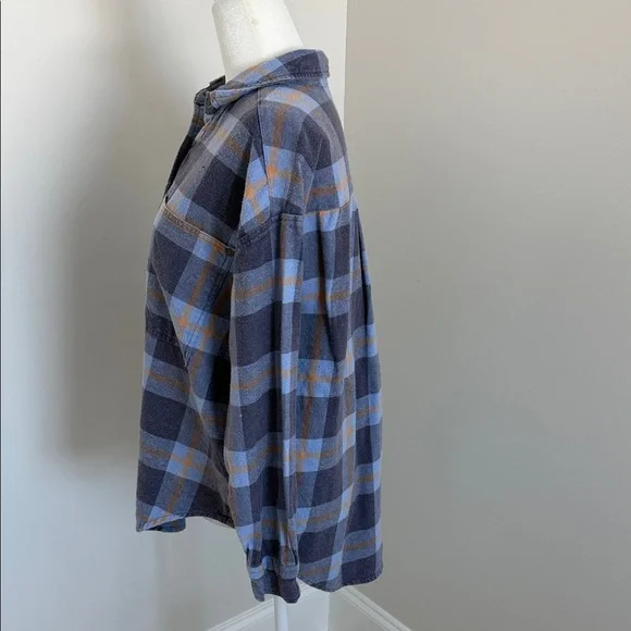 AERIE Blue and Orange Plaid Woman’s Shirt size XXS - Picture 4 of 8